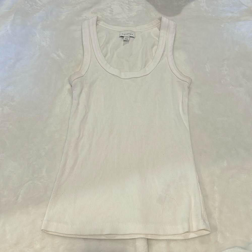 White U neck topshop tank top, S